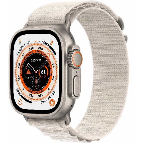 Apple Watch Ultra GPS + Cellular, 49 мм, корпус из титана, ремешок Alpine цвета «сияющая звезда», размер L